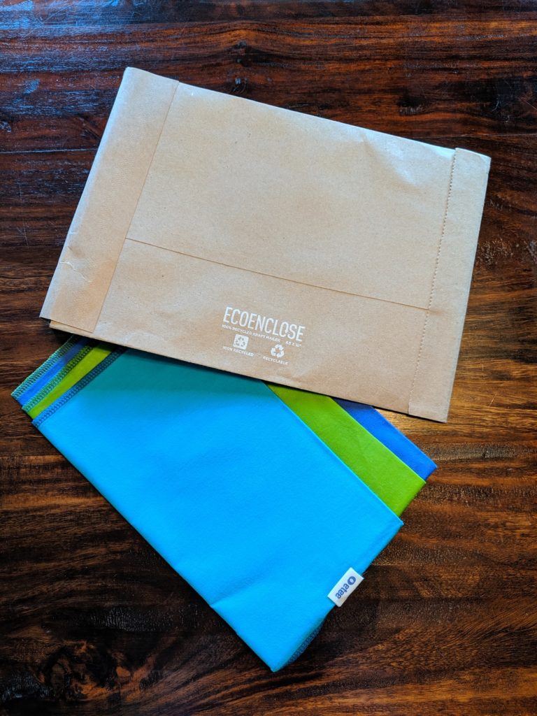 Etee reusable sandwich bag mailed in recyclable envelope