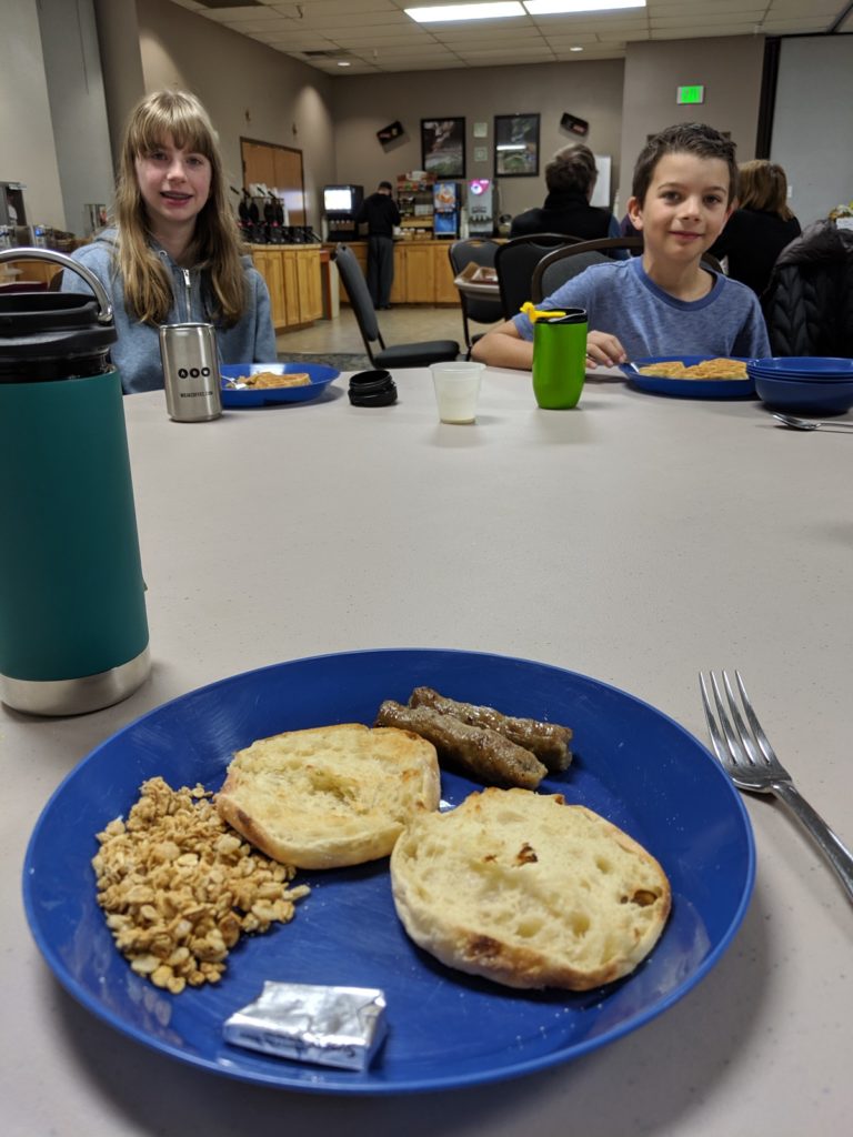Reusable plate at a continental breakfast